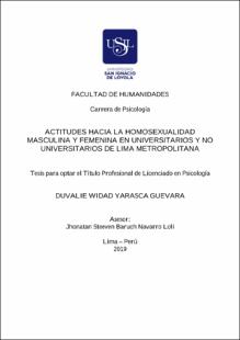 Actitudes hacia la homosexualidad masculina y femenina en universitarios y no universitarios de Lima Metropolitana