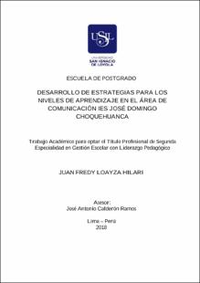 Desarrollo de estrategias para el nivel de aprendizaje en el área de comunicación IES Jose Domingo Choquehuanca