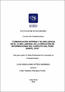Comunicación interna y su influencia en el clima laboral de la Dirección de Informaciones del Ejército del Perú (DINFE), 2018