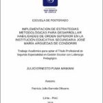 Implementación de estrategias metodológicas para desarrollar habilidades de orden superior en la Institución Educativa Secundaria José María Arguedas de Condoriri