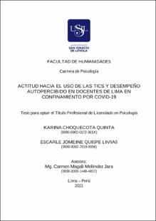 Actitud hacia el uso de las TICS y desempeño autopercibido en docentes de Lima en confinamiento por Covid-19