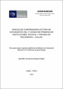 Niveles de comprensión lectora de estudiantes del 3° grado de primaria de instituciones estatal y privada en Bocanegra, Callao
