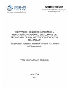 Motivación de logro académico y rendimiento académico en alumnos de secundaria de una institución educativa del Callao
