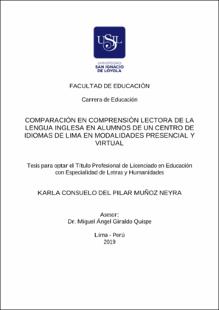 Comparación en comprensión lectora de la lengua inglesa en alumnos de un centro de idiomas de Lima en modalidades presencial y virtual