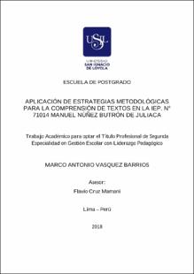 Aplicación de estrategias metodológicas para la comprensión de textos en la I.E.P. N° 71014 Manuel Núñez Butrón de Juliaca