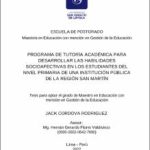 Programa de tutoría académica para desarrollar las habilidades socioafectivas en los estudiantes del nivel primaria de una institución pública de la región San Martín