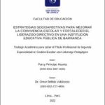 Estrategias socioafectivas para mejorar la convivencia escolar y fortalecer el liderazgo directivo en una institución educativa pública de Barranca