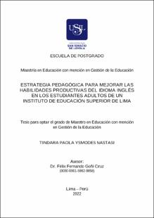 Estrategia pedagógica para mejorar las habilidades productivas del idioma inglés en los estudiantes adultos de un instituto de educación superior de Lima