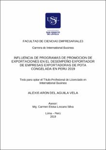 Influencia de programas de promoción de exportaciones en el desempeño exportador de empresas exportadoras de pota congelada en Perú 2019