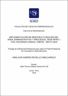 Implementación de reestructuración del área administrativa y procesos. Sede Perú – FAO, Naciones Unidas. Enero – mayo 2018
