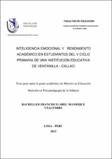 Inteligencia emocional y rendimiento académico en estudiantes del V ciclo primaria de una institución educativa de Ventanilla – Callao