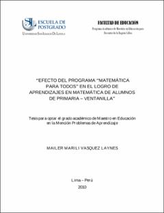 Efecto del programa «Matemática para todos» en el logro de aprendizajes en matemática de alumnos de primaria – Ventanilla
