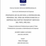 Propuesta de valor para la retención del personal del área de operaciones en la empresa Helicopter Transport Services del Perú, año 2021