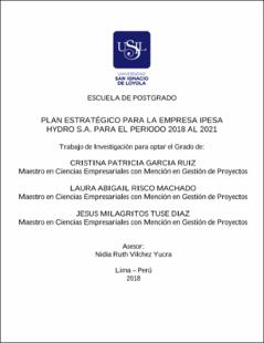 Plan estratégico para la empresa Ipesa Hydro S.A. para el periodo 2018 al 2021