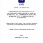 Acompañamiento pedagógico para optimizar aprendizajes en el área de matemática en la Institución Educativa Monseñor Fidel Olivas Escudero – Pomabamba