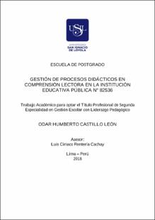 Gestión de procesos didácticos en comprensión lectora en la Institución Educativa Pública N° 82536