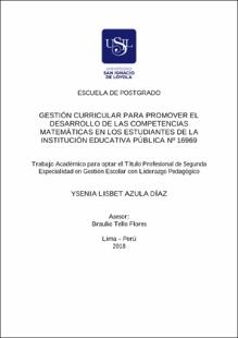 Gestión curricular para promover el desarrollo de las competencias matemáticas en los estudiantes de la Institución Educativa Pública Nº 16969