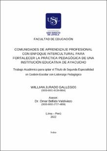 Comunidades de aprendizaje profesional con enfoque intercultural para fortalecer la práctica pedagógica de una institución educativa de Ayacucho