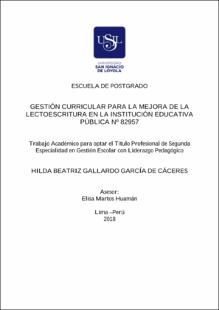 Gestión curricular para la mejora de la lectoescritura en la Institución Educativa Pública N° 82957
