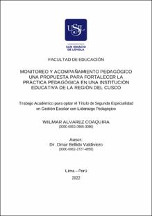 Monitoreo y acompañamiento pedagógico una propuesta para fortalecer la práctica pedagógica en una institución educativa de la región del Cusco