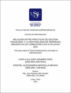 Relación entre prácticas de gestión financiera y la rentabilidad de empresas minoristas de combustible en Ayacucho 2021
