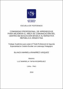 Comunidad profesional de aprendizaje para mejorar el área de comunicación del Centro de Educación Básica Alternativa República Argentina