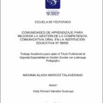 Comunidades de aprendizaje para mejorar la gestión de la competencia comunicativa oral en la Institución Educativa Publica N° 36005