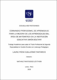 Comunidad profesional de aprendizaje para la mejora de los aprendizajes del área de matemática en la Institución Educativa Simón Bolívar