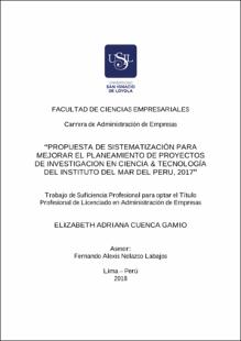 Propuesta de sistematización para mejorar el planeamiento de proyectos de investigación en ciencia & tecnología del Instituto del Mar del Perú, 2017