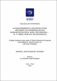 Acompañamiento a docentes para mejorar los aprendizajes en comunicación en el nivel secundaria – I.E N° 88016 José Galvez Egúsquiza