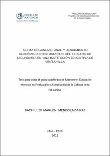 Clima organizacional y rendimiento académico en estudiantes del tercero de secundaria en una institución educativa de Ventanilla