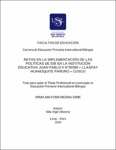 Retos en la implementación de las políticas de EIB en la Institución Educativa Juan Pablo II N° 50390 – Llaspay Huanoquite Paruro – Cusco