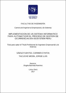 Implementación de un sistema informático para automatizar el proceso de gestión de ocurrencias en Isosystem Perú