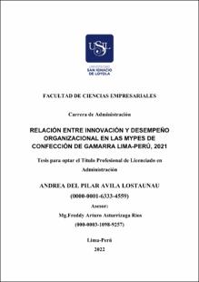 Relación entre innovación y desempeño organizacional en las Mypes de confección de Gamarra Lima-Perú, 2021
