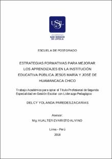 Estrategias formativas para mejorar los aprendizajes en la Institución Educativa Pública Jesús María y José de Huamancaca Chico