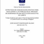 Estrategia de comunicación efectiva para involucrar a las familias en el proceso de enseñanza en una institución educativa de Cañete