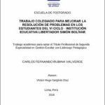 Trabajo colegiado para mejorar la resolución de problemas en los estudiantes del VI ciclo Institución Educativa Libertador Simón Bolívar