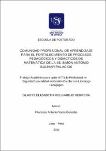Comunidad profesional de aprendizaje para el fortalecimiento de procesos pedagógicos y didácticos de matemática en la I.E. Simón Antonio Bolívar Palacios