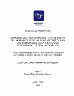 Comunidades profesionales para el logro del aprendizaje del área de matemática en los estudiantes de la Institución Educativa N° 113 de Huancavelica
