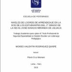 Niveles de logros de aprendizaje en la ECE de los estudiantes del 2° grado de la I.E.S. 91 José Ignacio Miranda de Juliaca