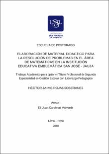 Elaboración de material didáctico para la resolución de problemas en el área de matemáticas en la Institución Educativa Emblemática San José – Jauja