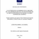 La autoeficacia académica en la mejora de los aprendizajes de los estudiantes de la Institución Educativa Daniel Alcides Carrión de Coviriali