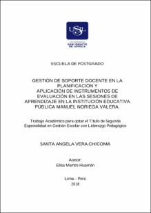 Gestión de soporte docente en la planificación y aplicación de instrumentos de evaluación en las sesiones de aprendizaje en la Institución Educativa Pública Manuel Noriega Valera
