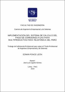 Implementación del sistema de cálculo del pago de comisiones fijas para multiproductos para Telefónica del Perú