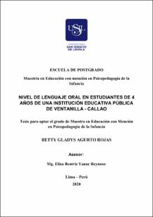 Nivel de lenguaje oral en estudiantes de 4 años de una institución educativa pública de Ventanilla – Callao