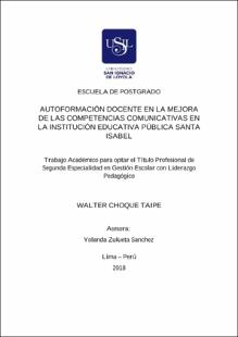 Autoformación docente en la mejora de las competencias comunicativas en la Institución Educativa Pública Santa Isabel