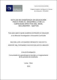 Estilos de enseñanza en educación física para el desarrollo de la capacidad afectiva del nivel secundaria – Iquitos