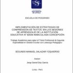Implementación de estrategias de comprensión de textos en las sesiones de aprendizaje de la Institución Educativa N° 82048 Inmaculada Concepción