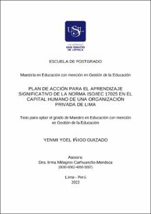 Plan de acción para el aprendizaje significativo de la Norma ISO/IEC 17025 en el capital humano de una organización privada de Lima