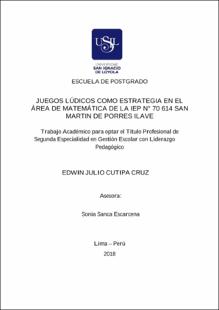 Juegos lúdicos como estrategia en el área de matemática de la I.E.P. N° 70614 San Martín de Porres – Ilave